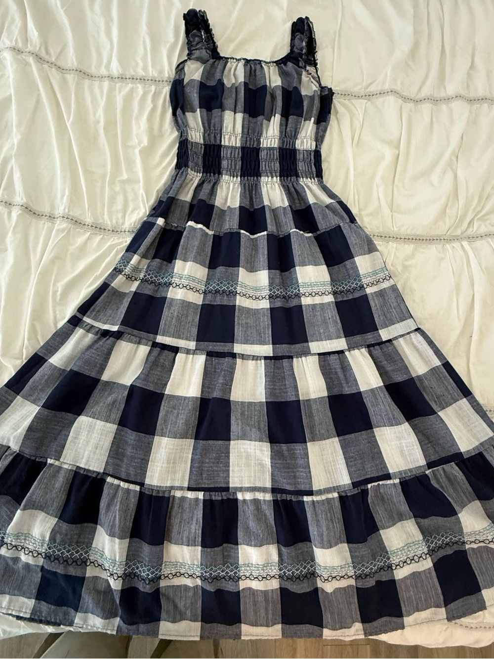 Lapis Navy and White Gingham Maxi Dress - Picture 5 of 6